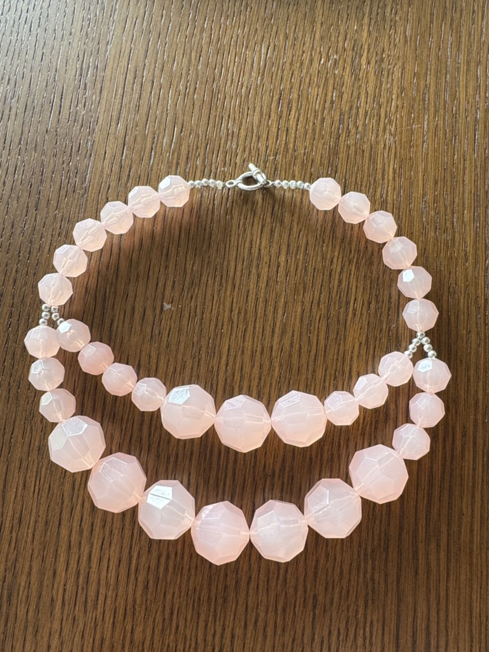 Pink Faceted Bead Layered Statement Necklace Women